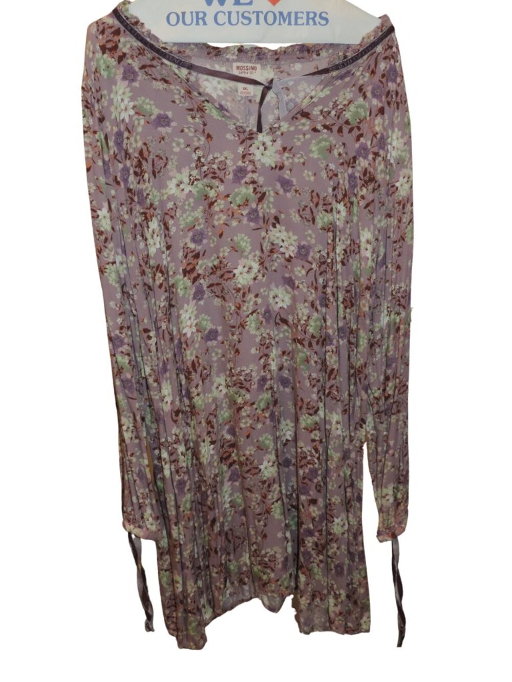 Mossimo Supply Co. Lavender Floral Long Sleeve Tunic Dress